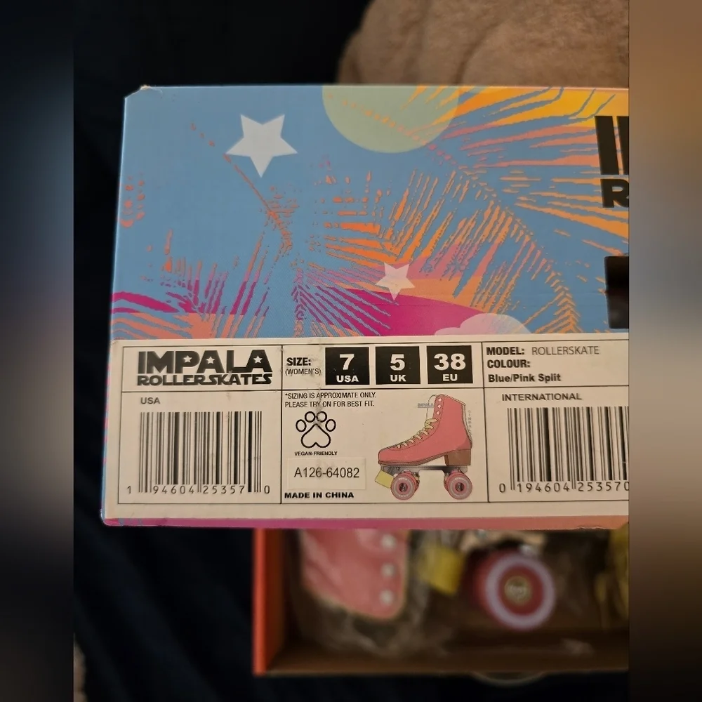 NIB! IMPALA SKATE, Roller Quad, Blue/Pink Split, Size 7 - Picture 9 of 10